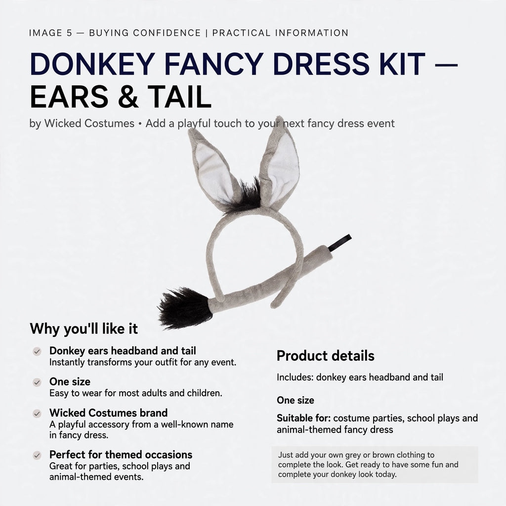 One size fits most adults and children for costume parties and school plays