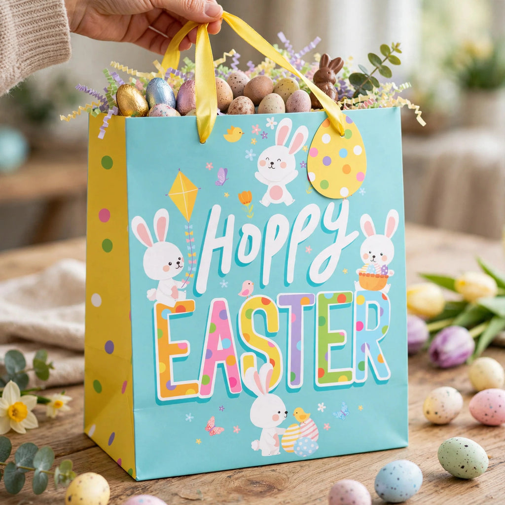 Medium Easter gift bag filled with Easter treats and sweets