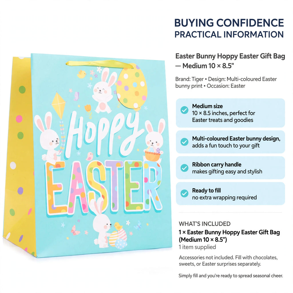 Medium Easter gift bag ready to fill with treats, no extra wrapping needed