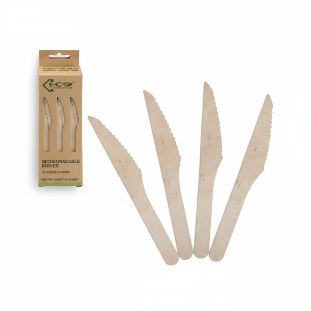 Eco Birchwood Wooden Knives — White Background