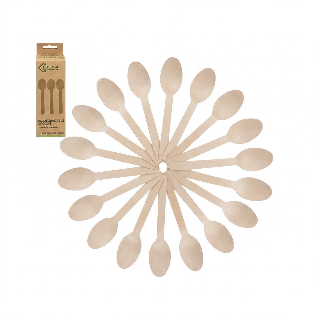 Eco Birchwood Wooden Spoons pack of 24 made from birchwood