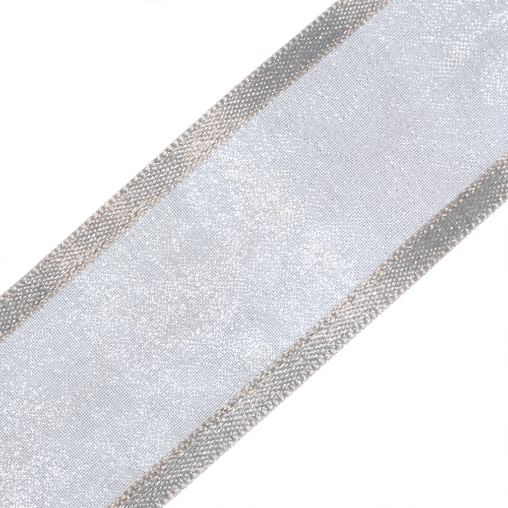Close-up of Eleganza Satin Edge Organza ribbon highlighting satin edges and organza centre