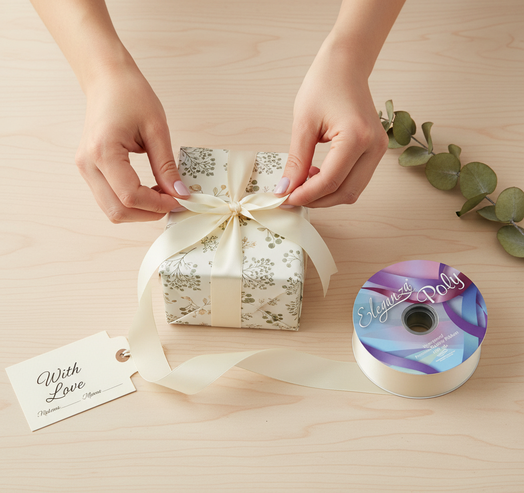 Eleganza Poly Ribbon 50mm x 91m (100yds) Ivory