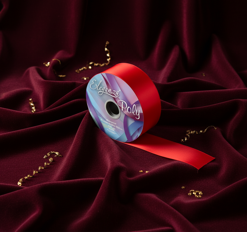 Eleganza Poly Ribbon 50mm x 91m (100yds) Radiant Red