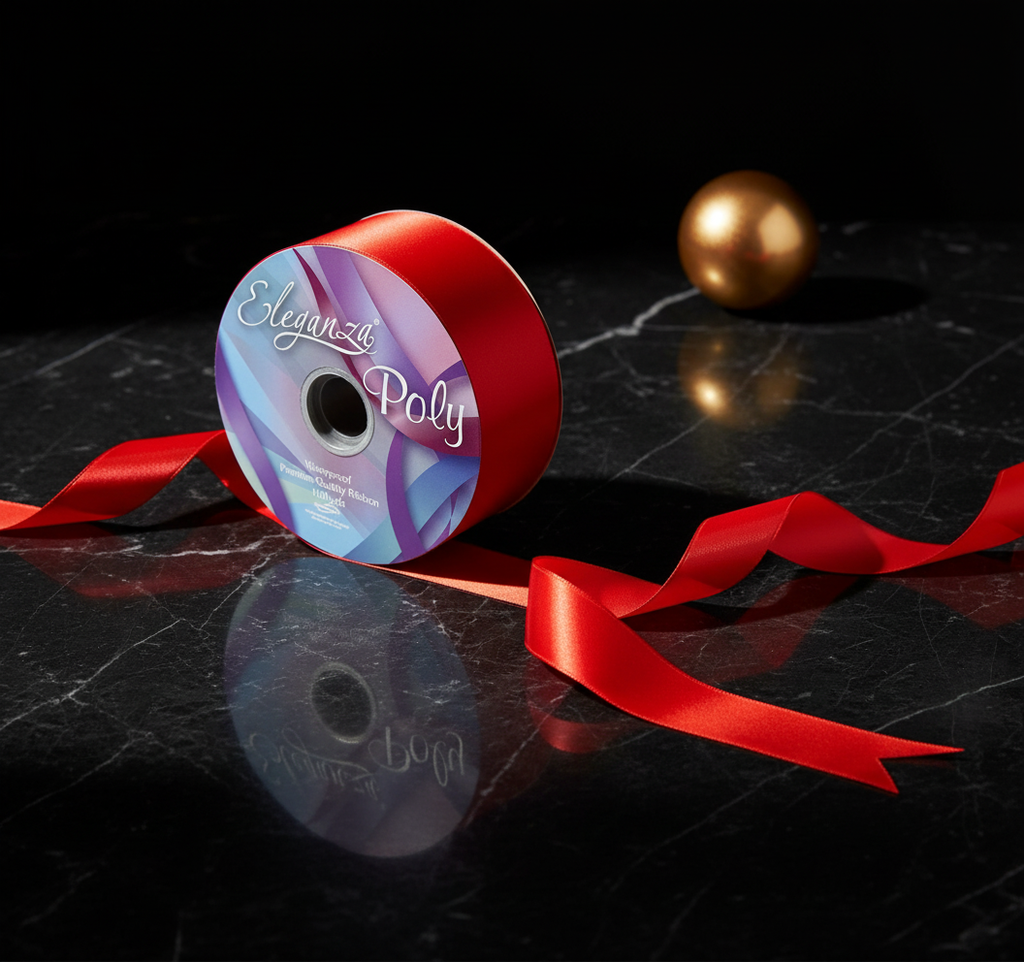 Eleganza Poly Ribbon 50mm x 91m (100yds) Radiant Red
