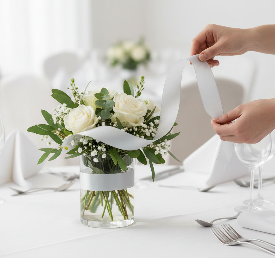 Eleganza Poly Ribbon 50mm x 91m (100yds) Silver