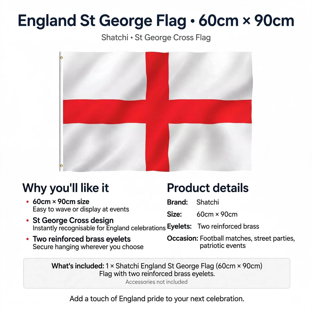 England St George Flag with two reinforced brass eyelets for hanging at football matches and street parties