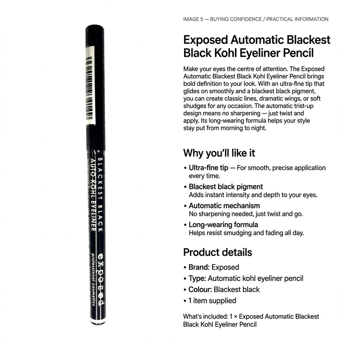 Image highlighting no sharpening needed with twist-up mechanism and long-wearing formula