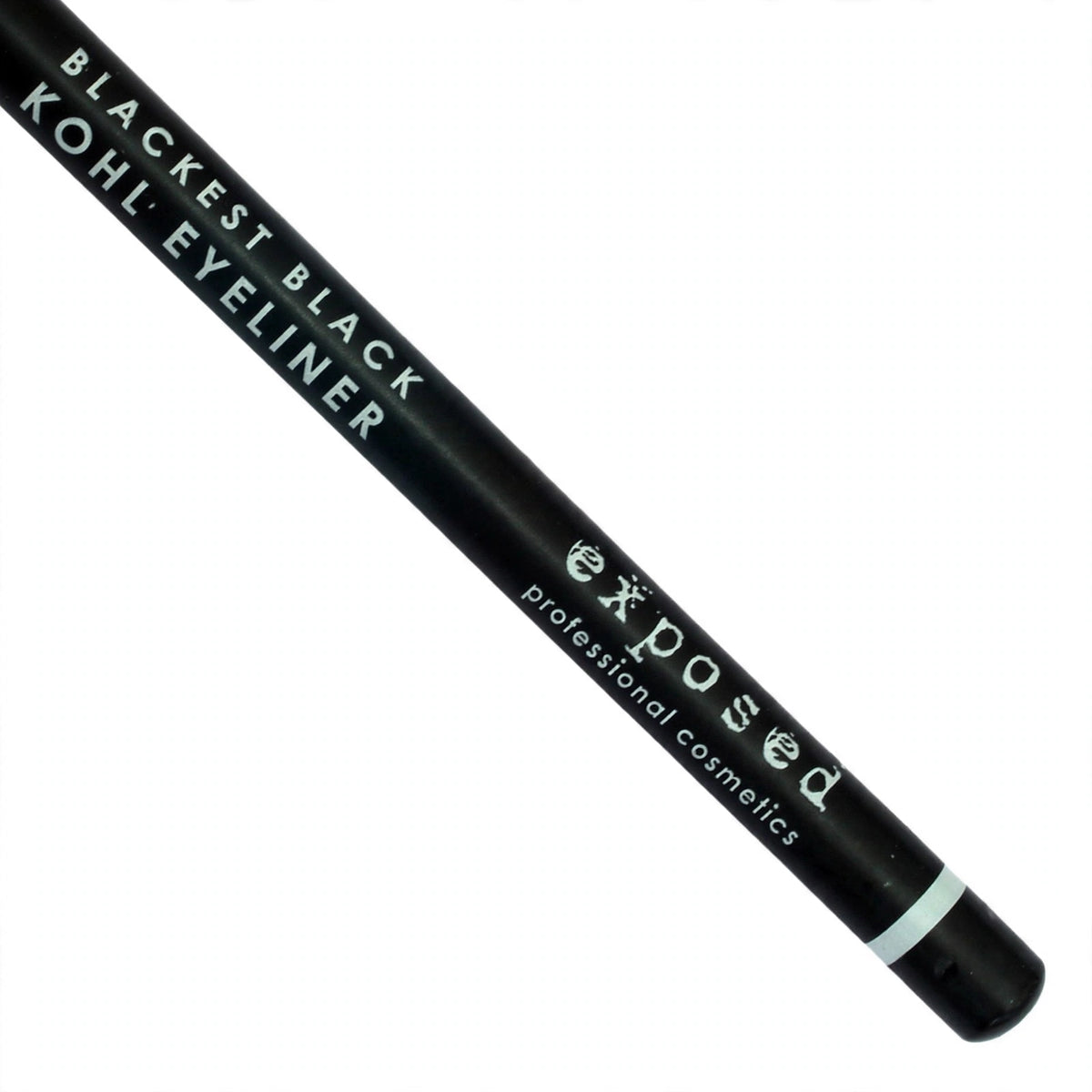 Close-up view of Exposed Black Kohl Eyeliner Pencil tip with creamy texture