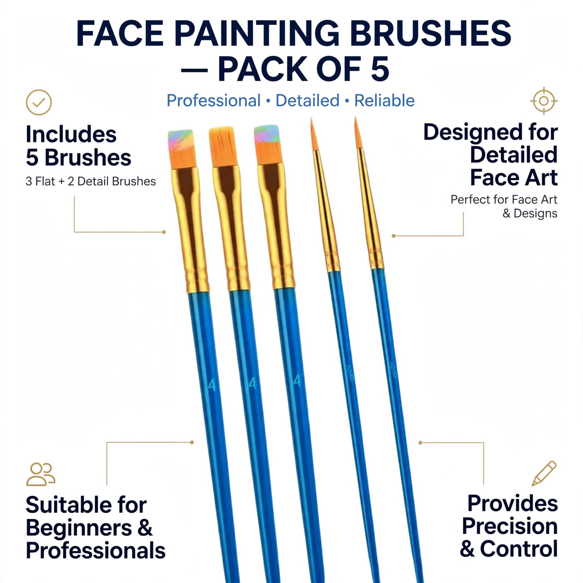 Features of the Face Painting Brushes Pack including precision and control for creative designs