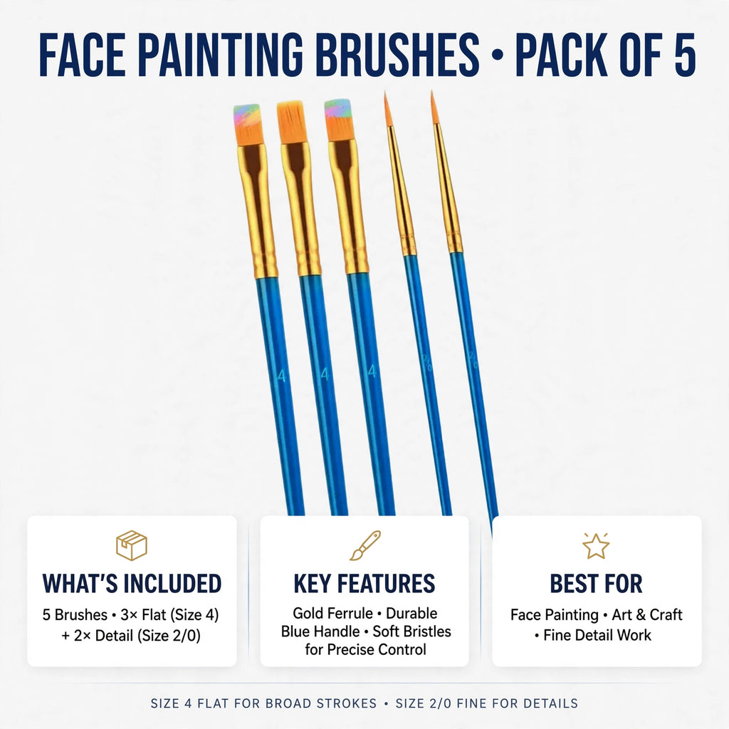 Face Painting Brushes Pack suitable for beginners and professionals in face art