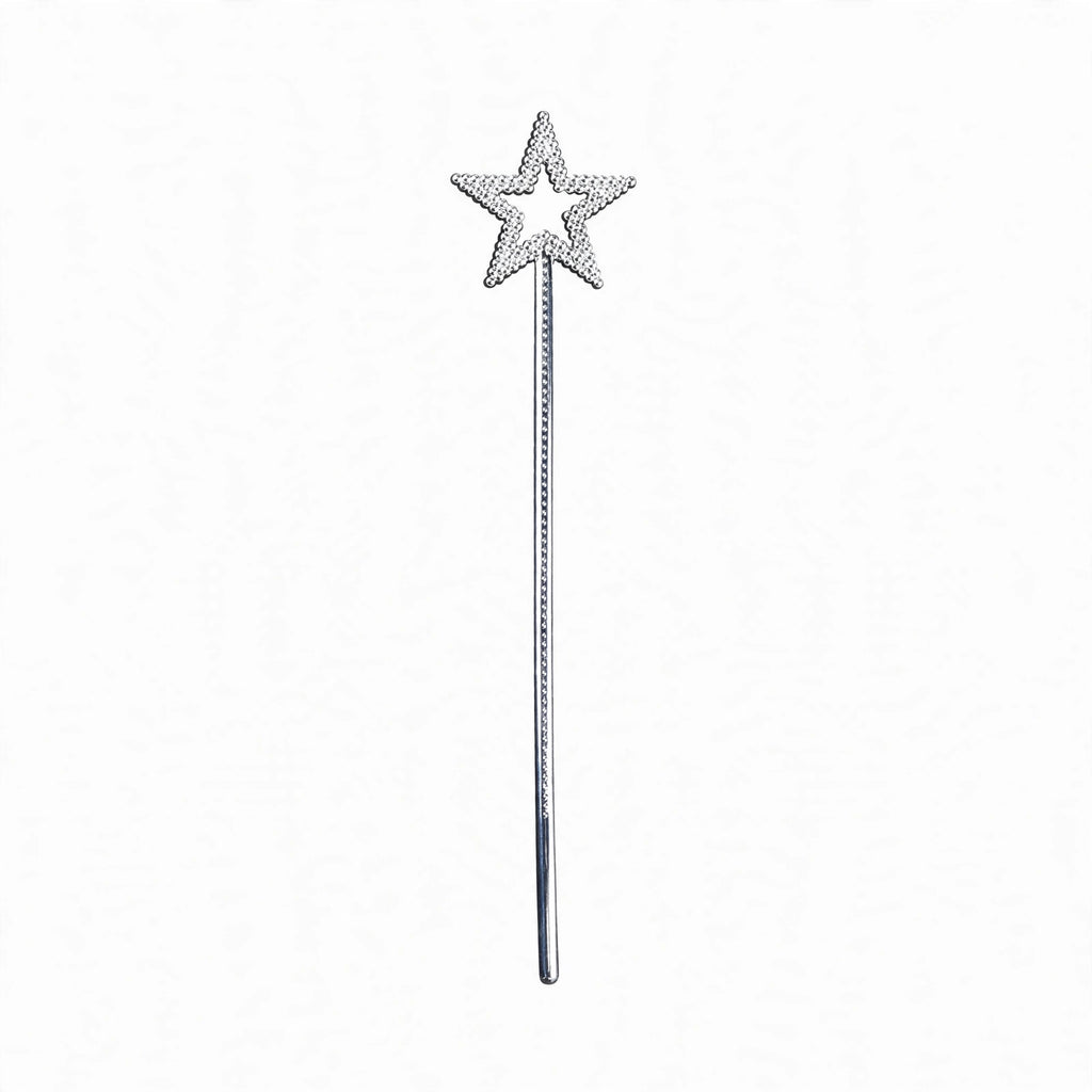 silver plastic fairy wand 35cm long
