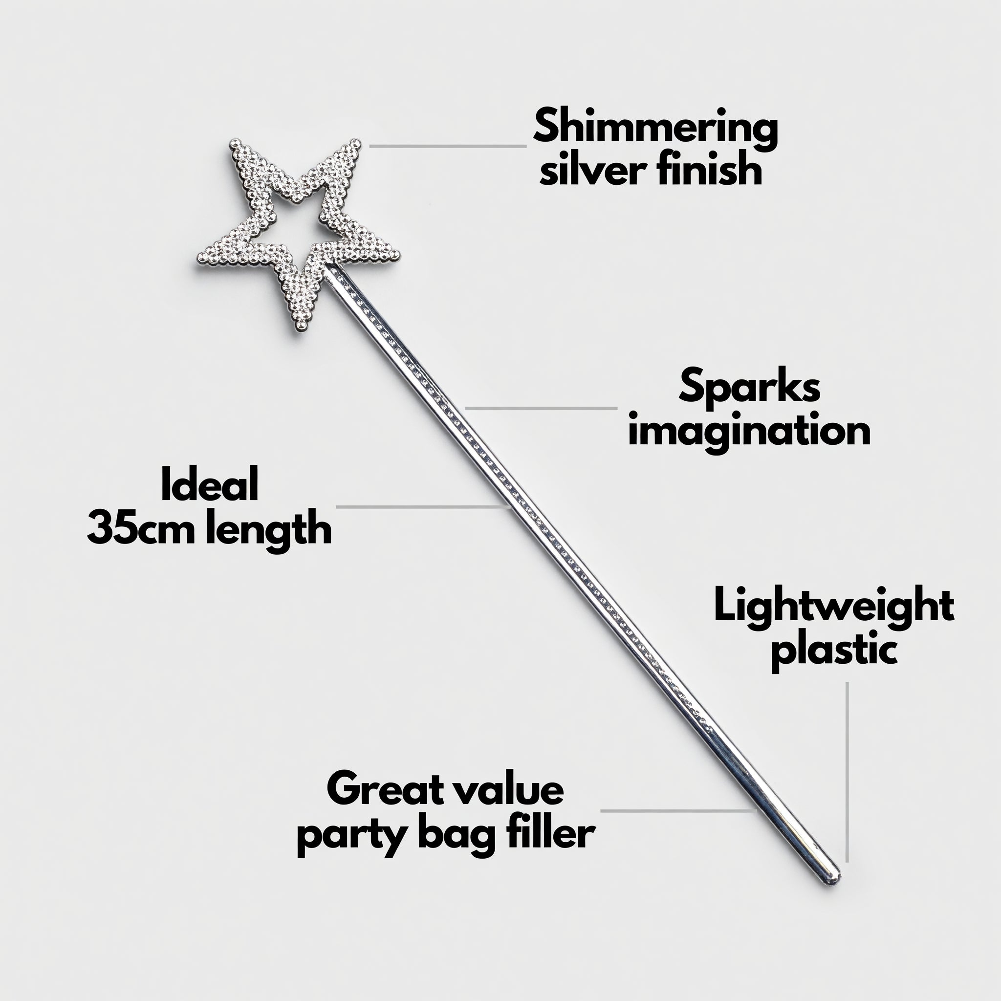Fairy Wands Silver Plastic 35cm