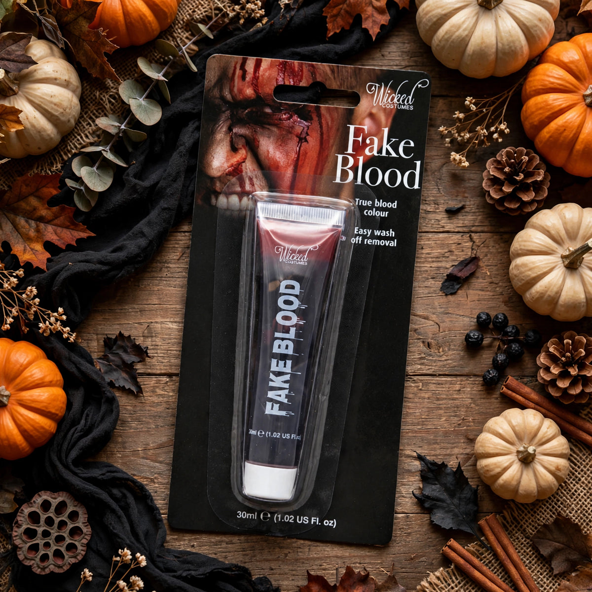 Wicked Costumes fake blood tube used in Halloween costume makeup