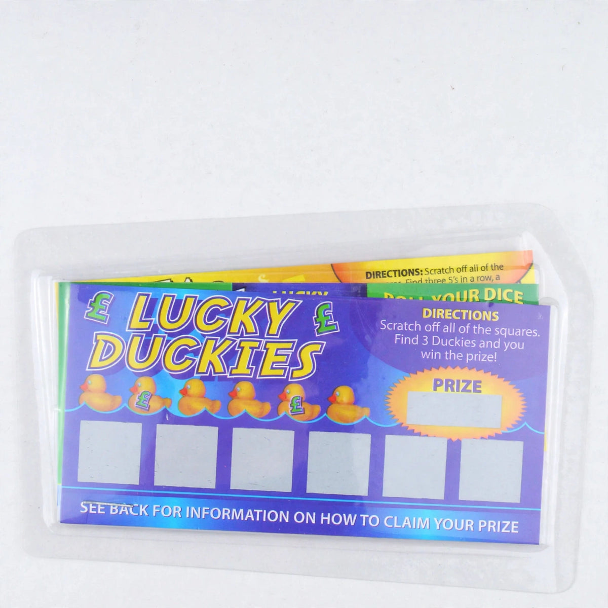 Close-up view of a fake joke lotto lottery scratch card with scratch area