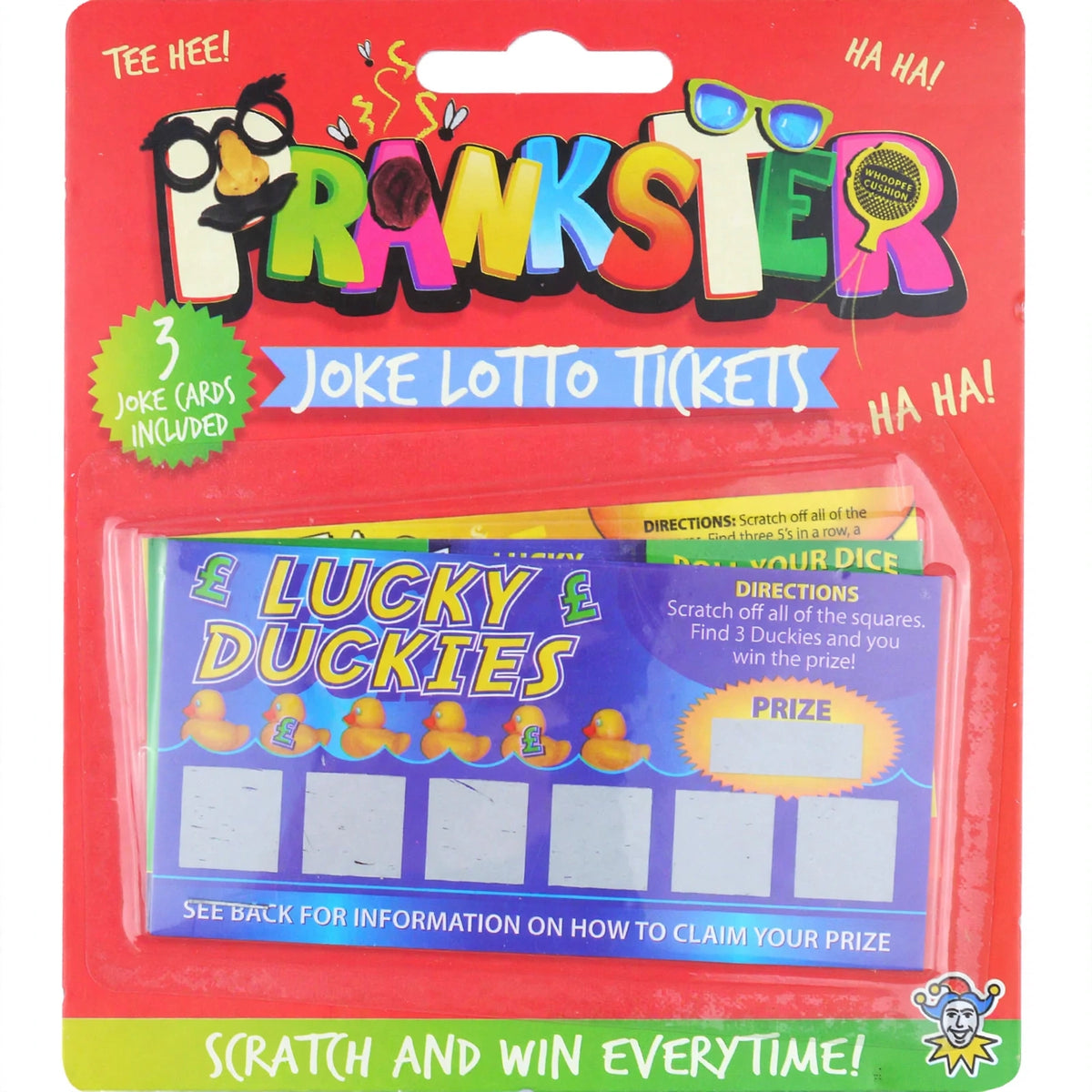 Fake joke lotto lottery scratch cards pack of 3 with realistic scratch card design