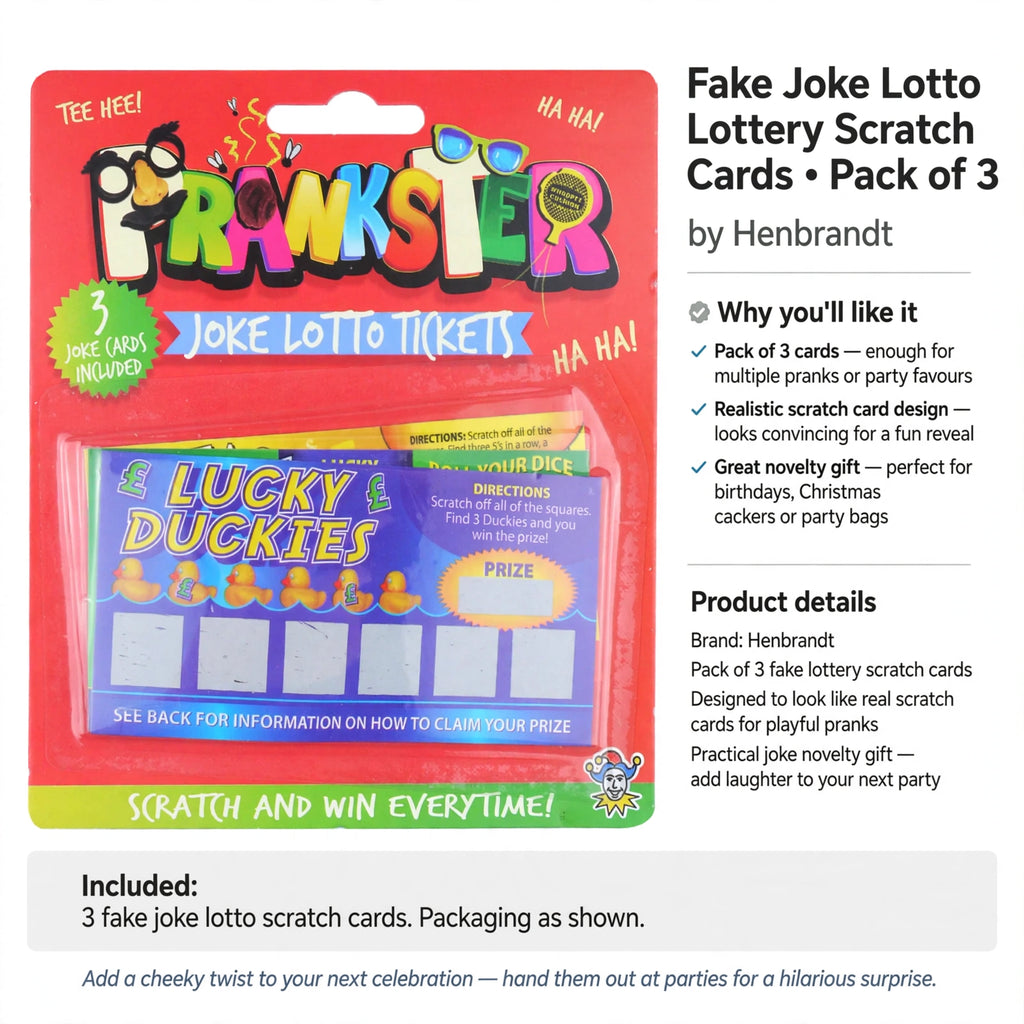 Pack of 3 fake lottery scratch cards for multiple pranks or party favors
