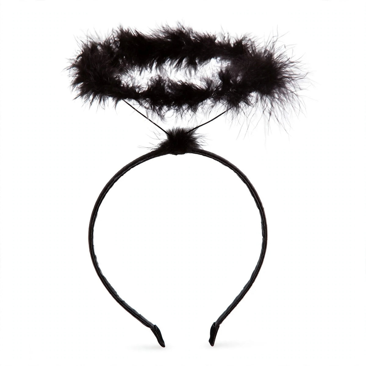 Black Feather Fallen Angel Halo Headpiece by Wicked Costumes featuring black feathers