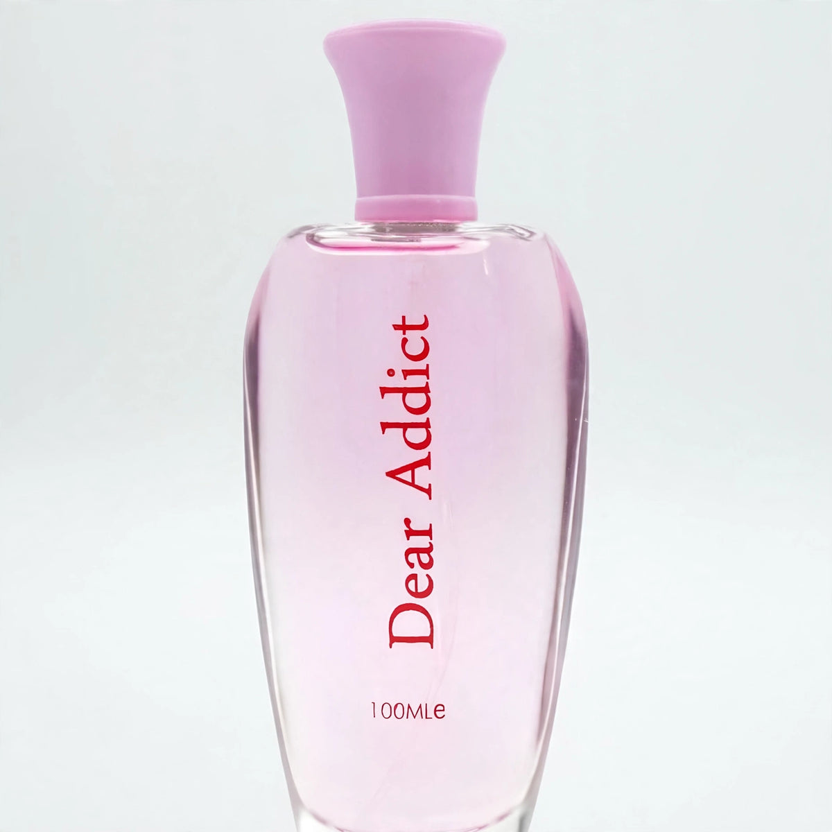 Close-up view of Fine Perfumery Womens Dear Addict Eau de Parfum spray bottle