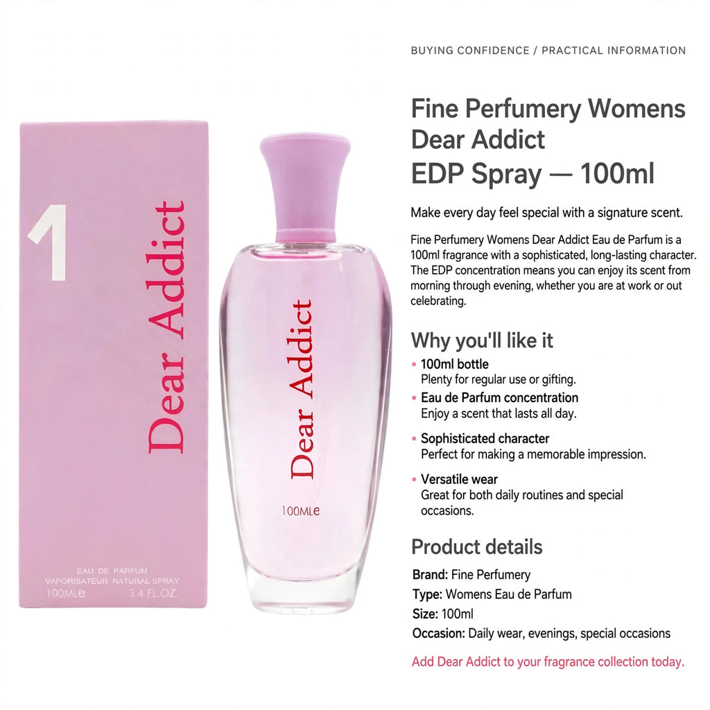Information about 100ml size and long-lasting Eau de Parfum scent
