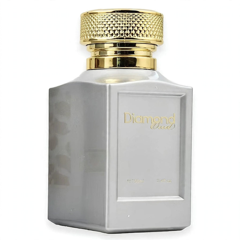 Close-up view of Fine Perfumery Diamond Oud Eau de Parfum spray bottle
