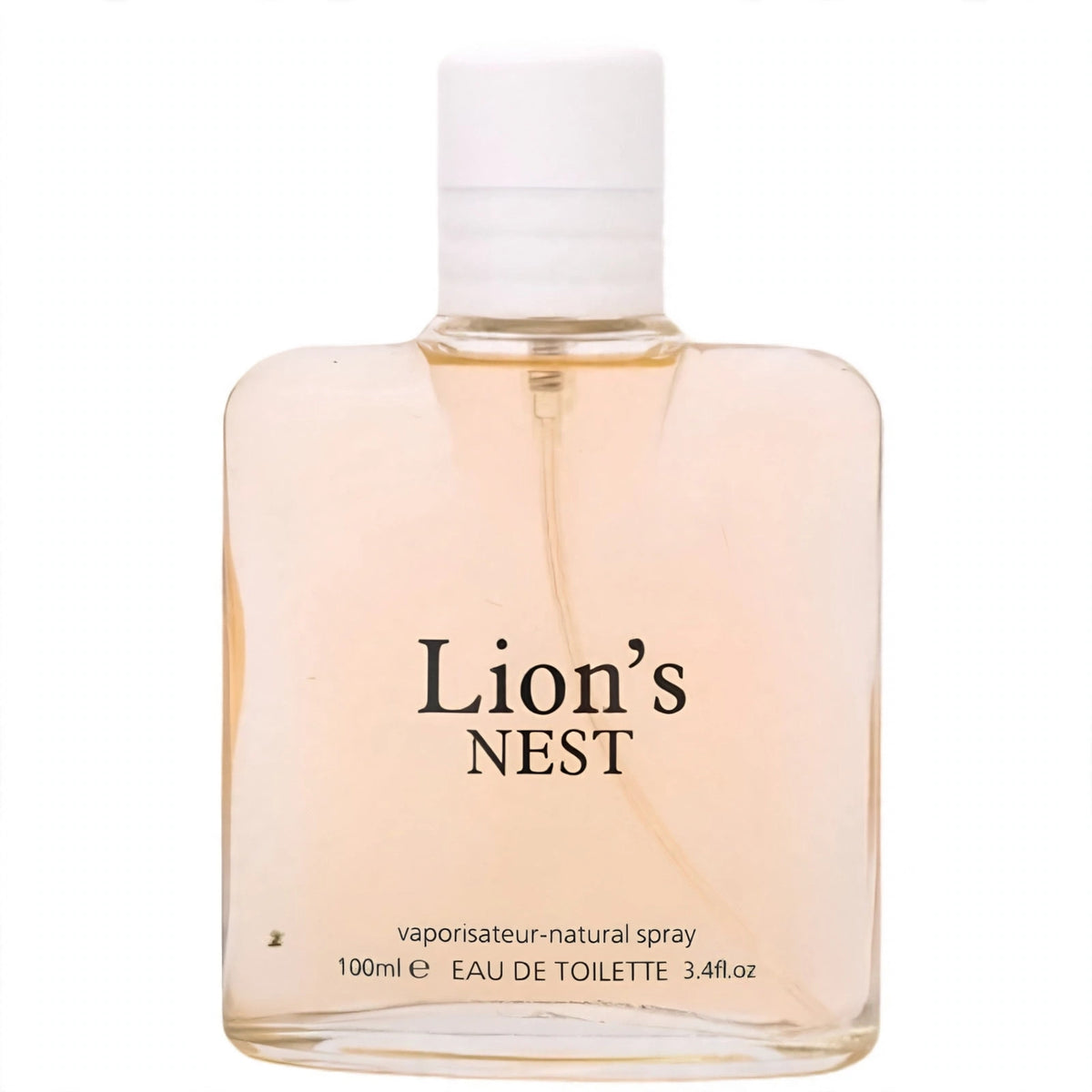 Close-up view of Fine Perfumery Mens Lion's Nest 100ml EDT spray bottle