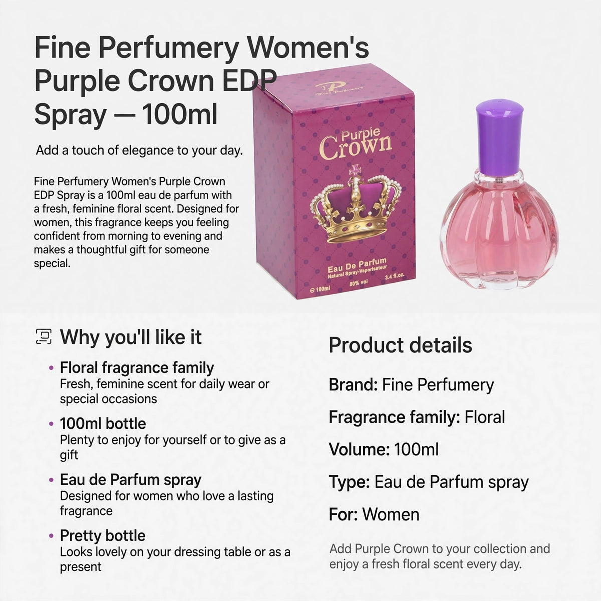 Information about lasting fragrance and suitability as a gift
