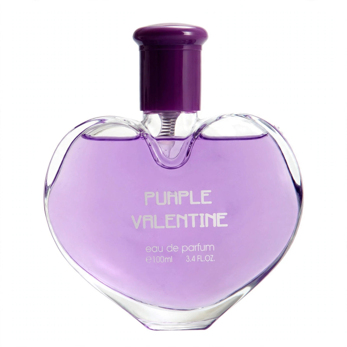 Close-up of Fine Perfumery Purple Valentine Eau de Parfum violet glass bottle