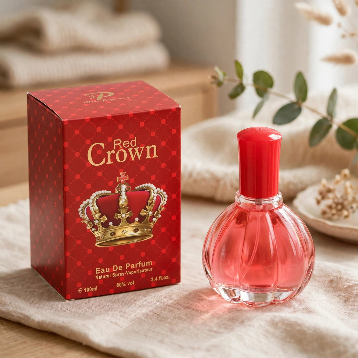 Fine Perfumery Womens Red Crown Eau de Parfum spray displayed for daily or special occasion use