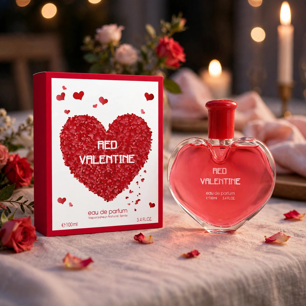 Fine Perfumery Womens Red Valentine EDP spray displayed for date nights and special occasions