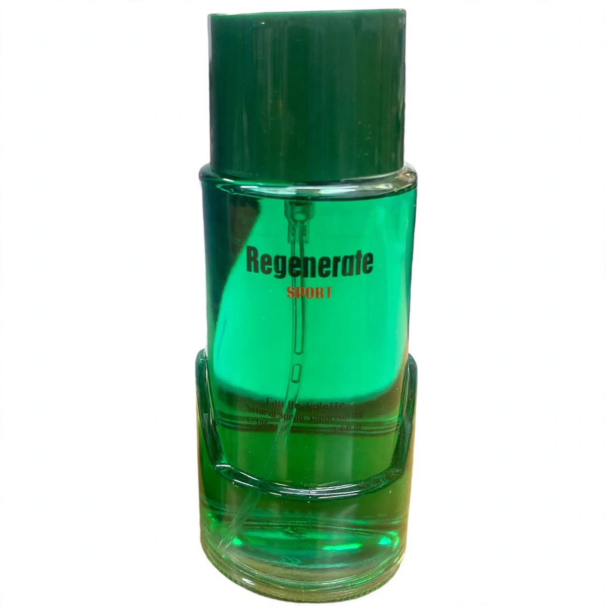 Close-up view of Fine Perfumery Mens Regenerate Sport 100ml EDT spray bottle