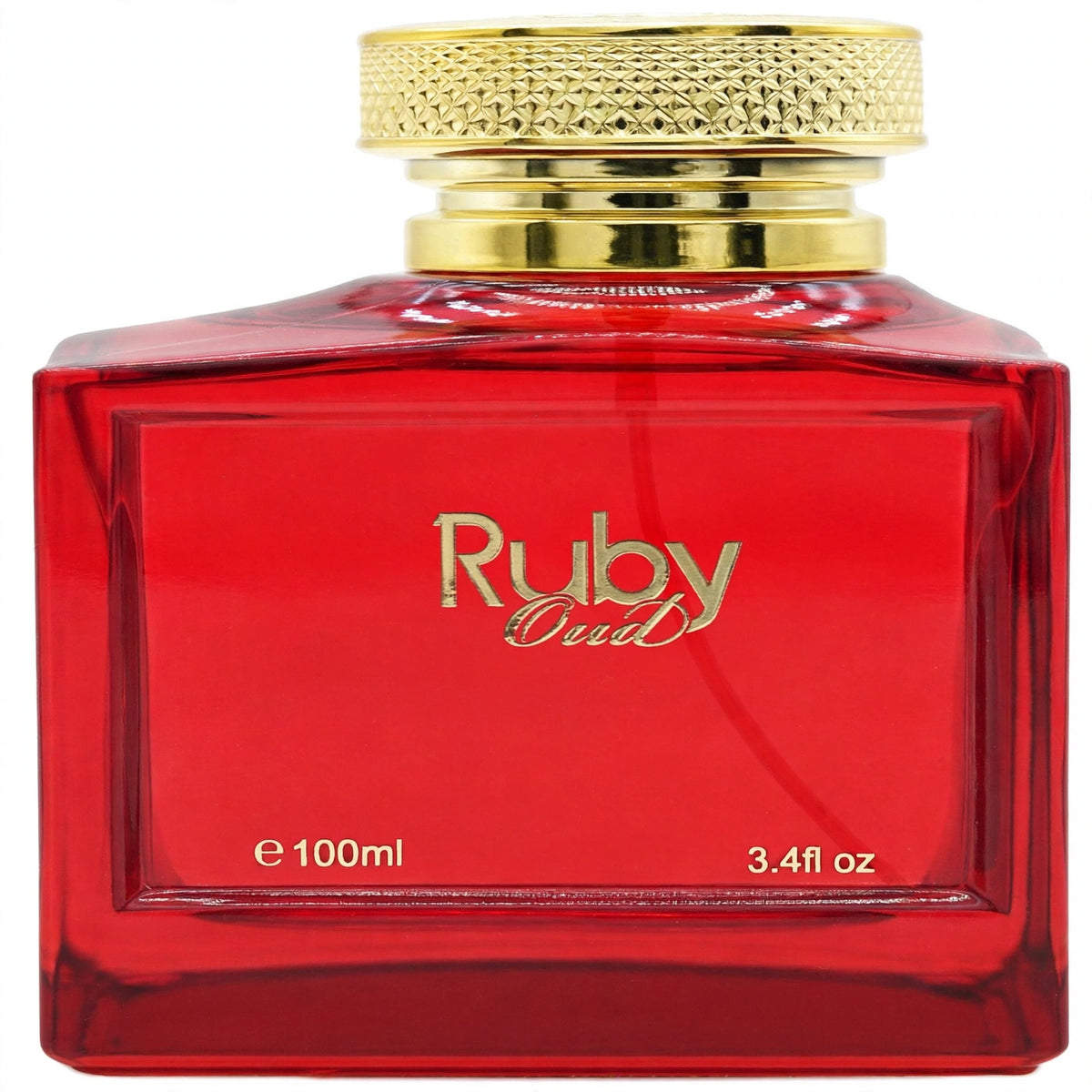 Close-up view of Fine Perfumery Ruby Oud EDP spray bottle