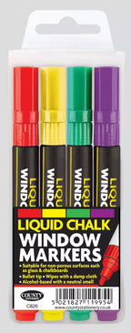 Liquid Chalk Pens Assorted Colours Pack of 4