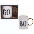 Art Deco Gift Mug Age 60 White/Blue/Gold Gift Boxed