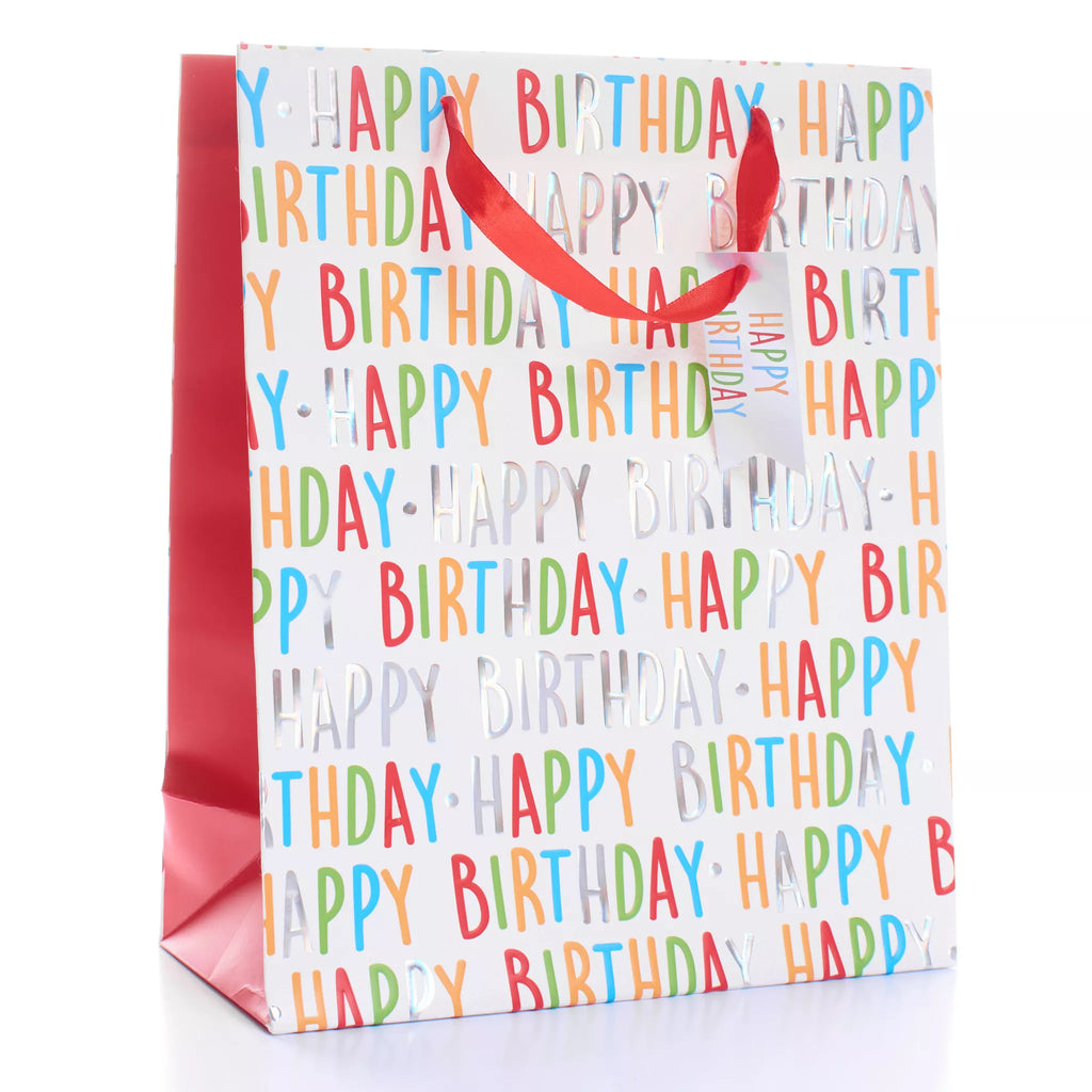 Happy Birthday Gift Bag Medium Multi-Coloured 9x7.5"