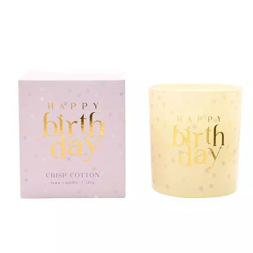Happy Birthday Confetti Candle in glass jar by Widdop — beautiful birthday gift for her