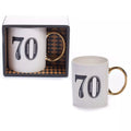 Art Deco 70th Birthday Gift Mug White/Blue/Gold