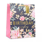 Birthday Gift Bag Flowers Small Pink Multi-Coloured 6x4.5"