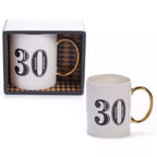 Art Deco 30th Birthday Gift Mug White Blue Gold