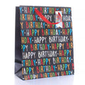 Happy Birthday Gift Bag Medium Black/Multi-Coloured 9x7.5"