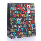 Happy Birthday Gift Bag Medium Black/Multi-Coloured 9x7.5"