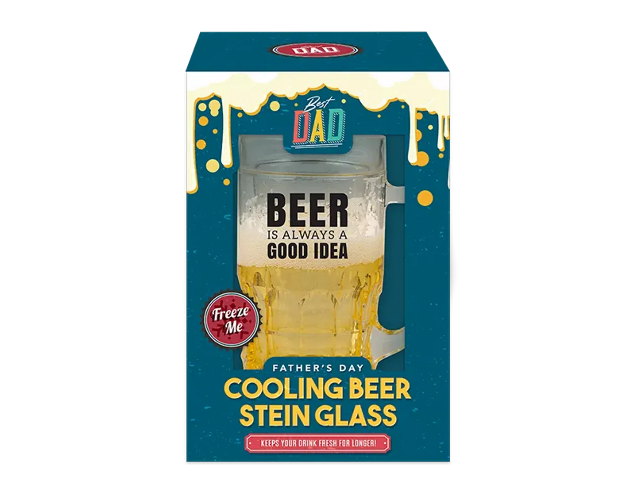 Best Dad Fathers Day Cooling Beer Stein Glass 15.5x12cm