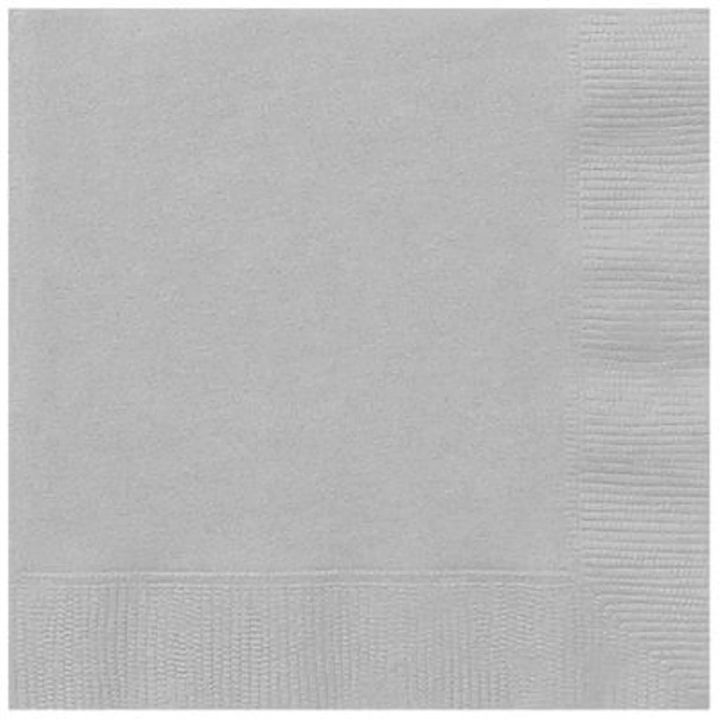 Unique 20 Pack Luncheon Napkins Silver 32.3cm