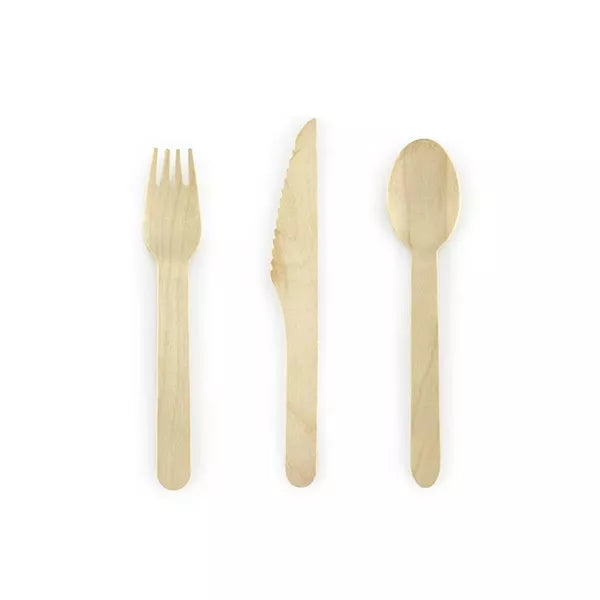 Eco Wooden Cutlery Knives, Spoons & Forks 18pk