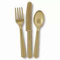 Unique Party Gold Reusable Plastic Cutlery 18pk