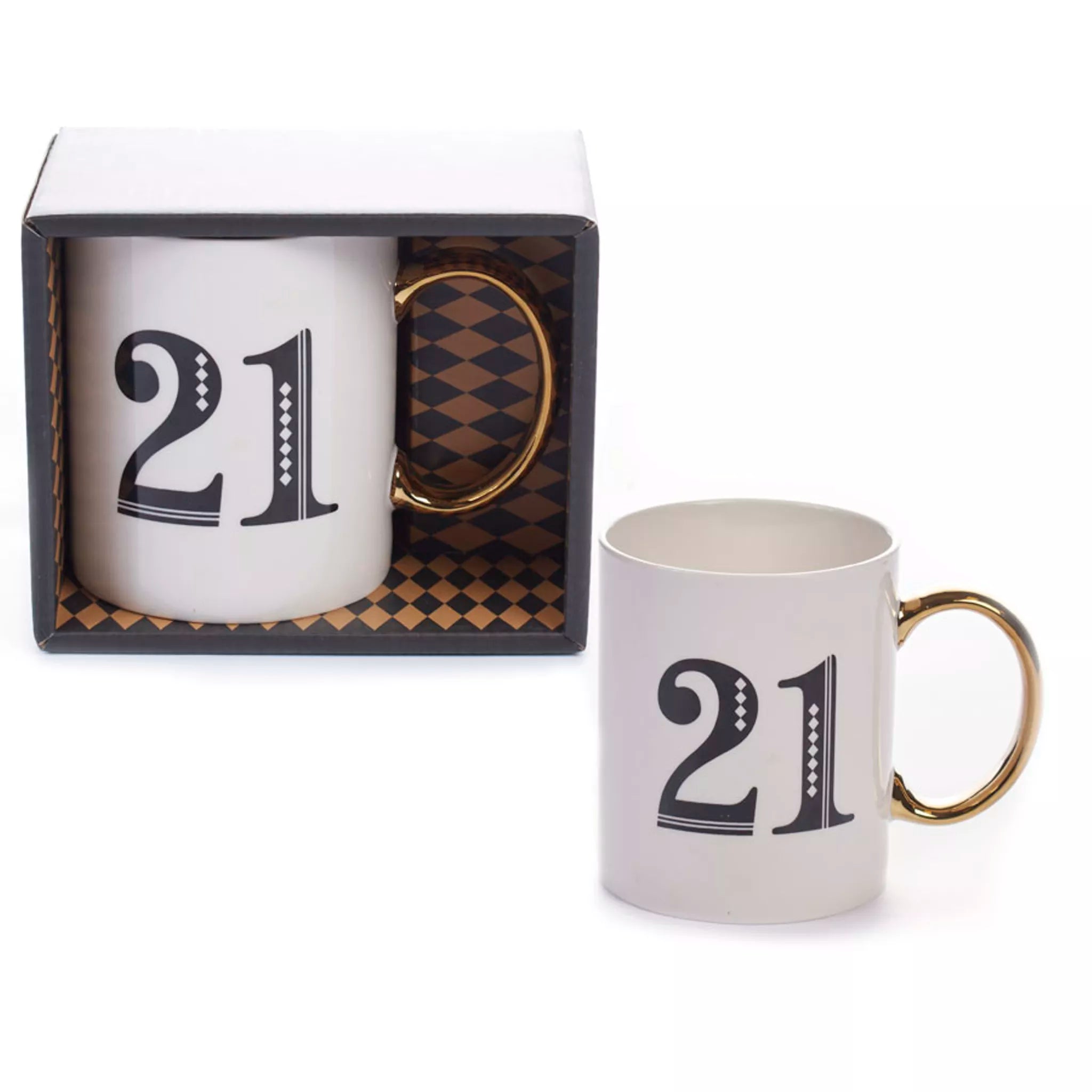 Art Deco 21st Birthday Gift Mug White/Blue/Gold