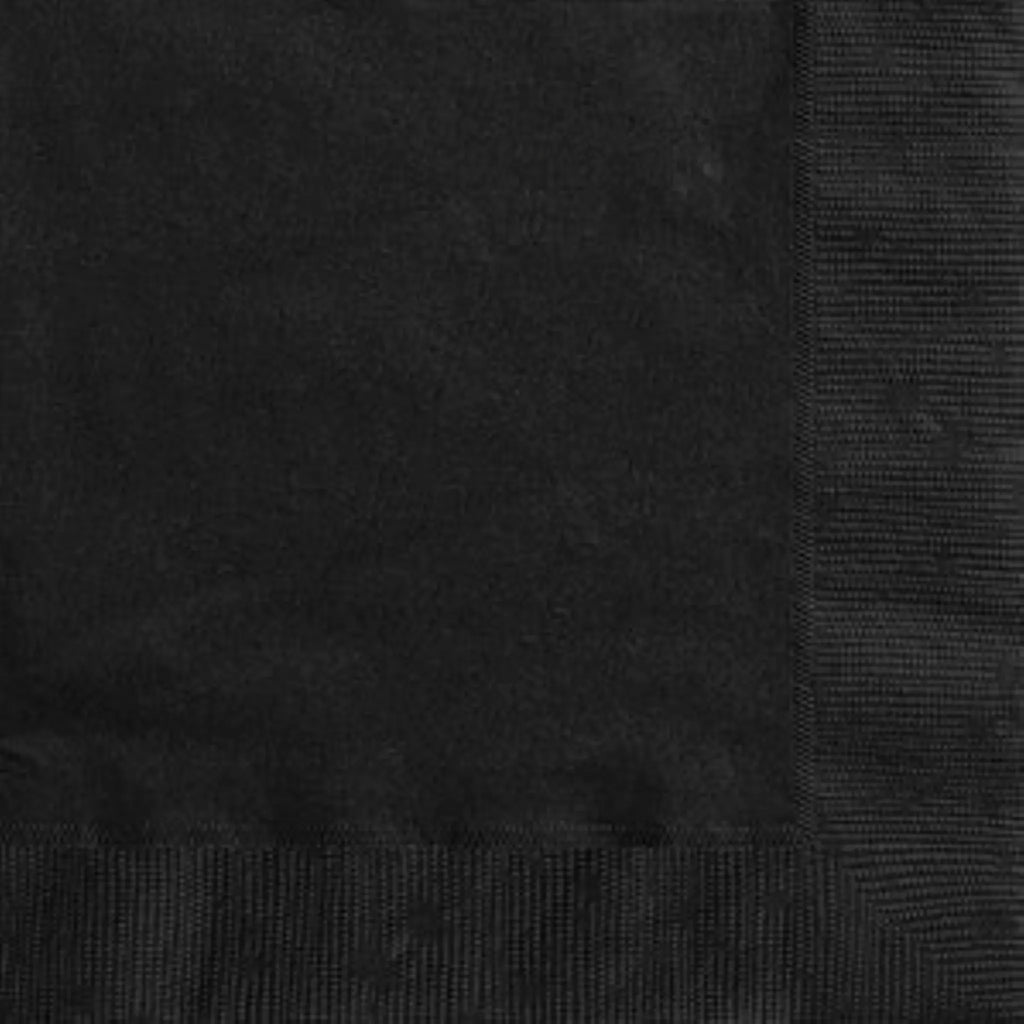Unique 20 Pack Luncheon Napkins Black 32.3cm