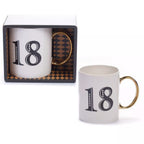 Art Deco 18th Birthday Gift Mug White/Blue/Gold