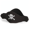 Flat pirate hat in black and white polyester sized for adults