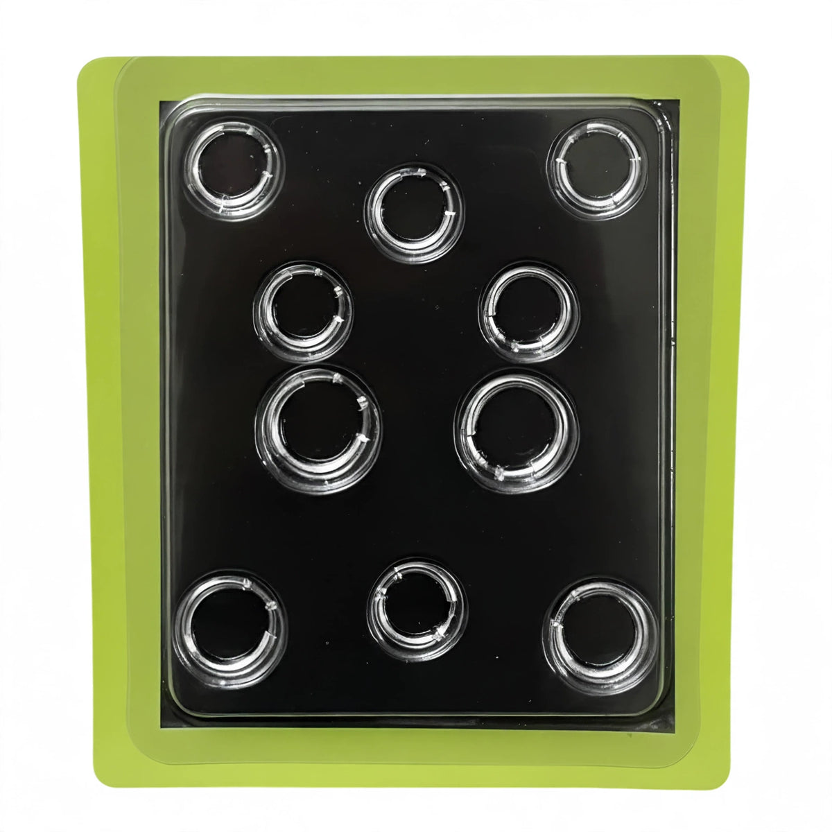 Fake Piercings Set 8-Pack with silver chrome clip-on hoop rings